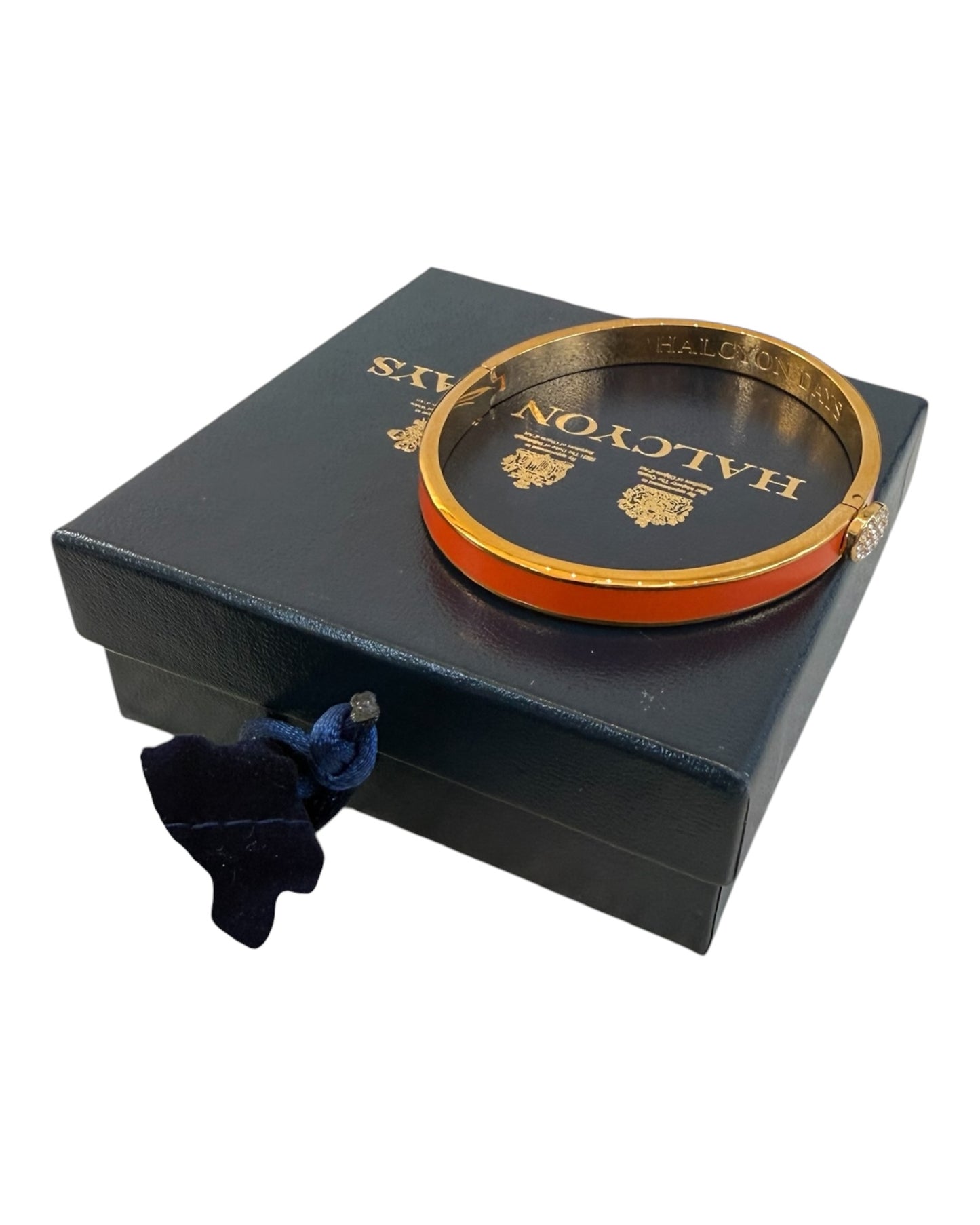 Pre-Loved Halcyon Days Skinny Button Orange and Gold Bracelet