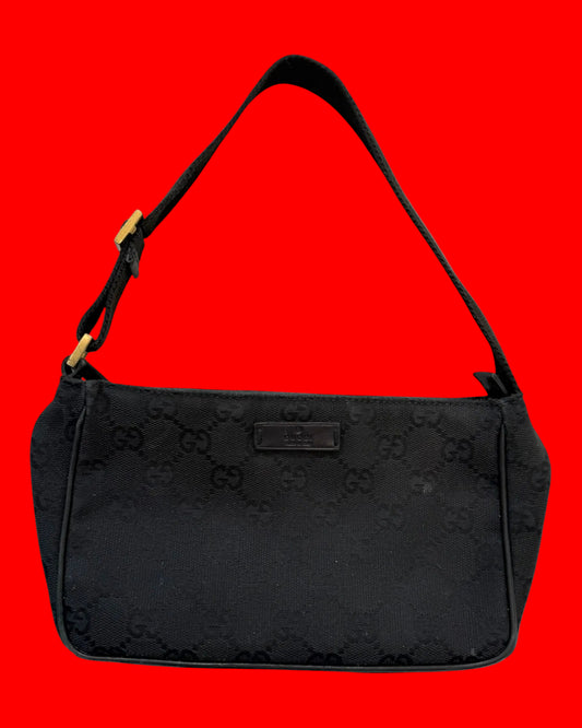 Vintage Gucci Black GG Pochette Shoulder Bag