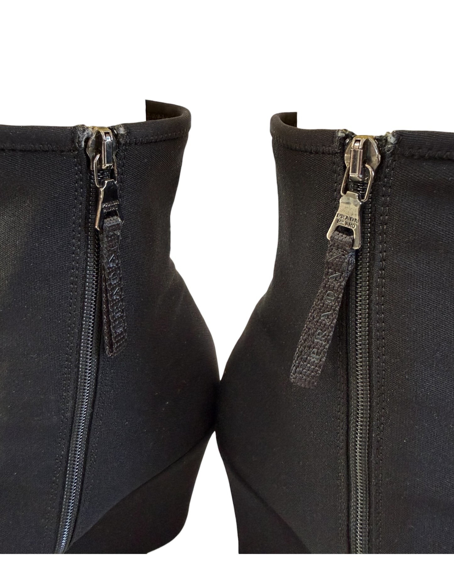 Pre-Loved Prada Sport Black Nylon Wedge Booties
