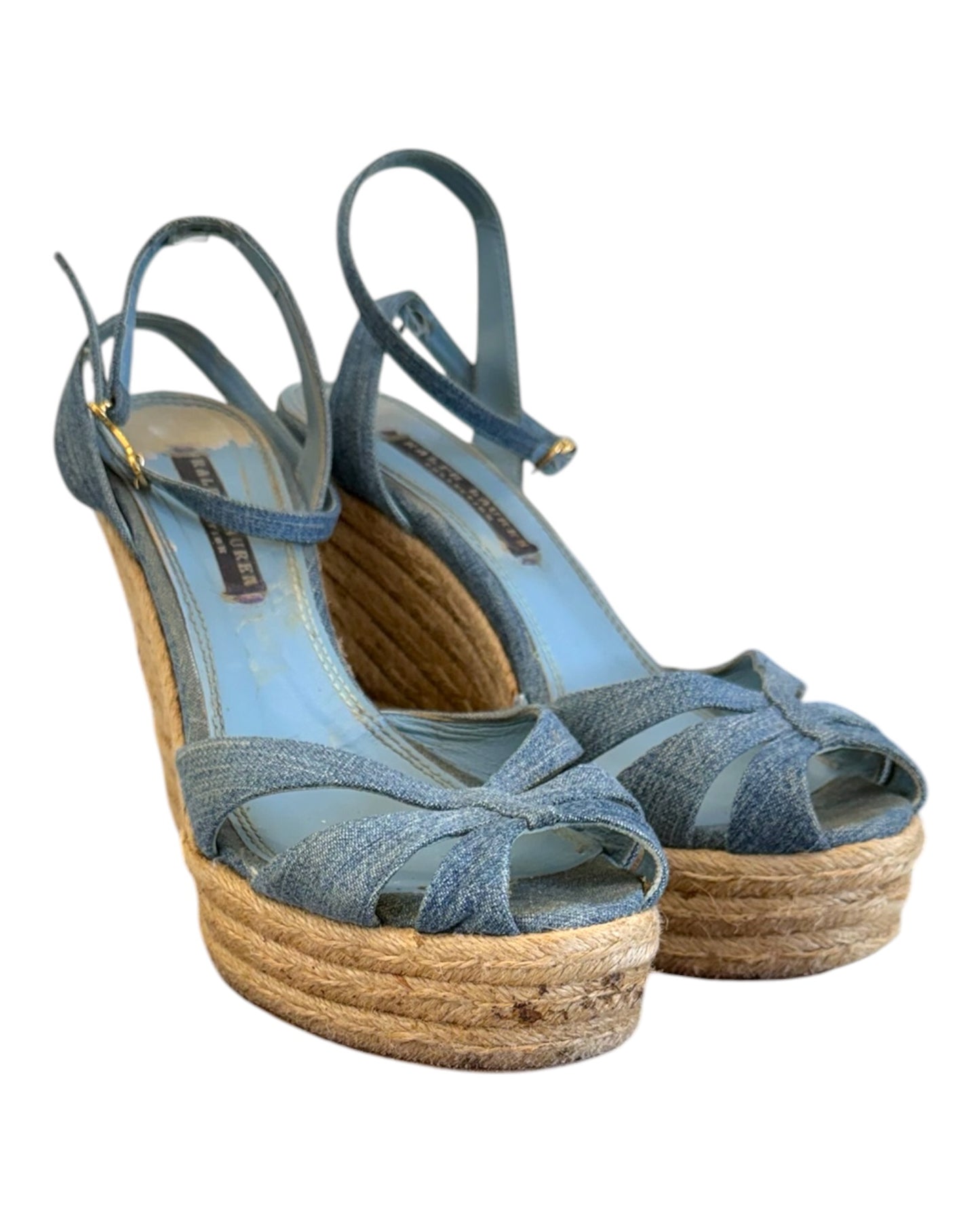 Vintage Ralph Lauren Purple Label Denim Espadrille Wedges