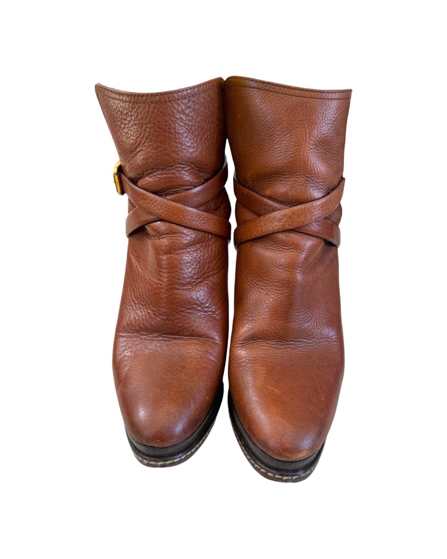 Vintage Ralph Lauren Collection Purple Label Naima Brown Leather Booties