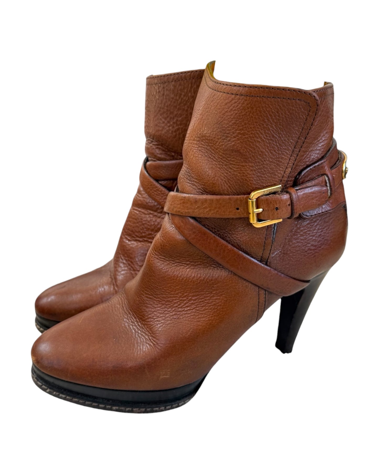 Vintage Ralph Lauren Collection Purple Label Naima Brown Leather Booties