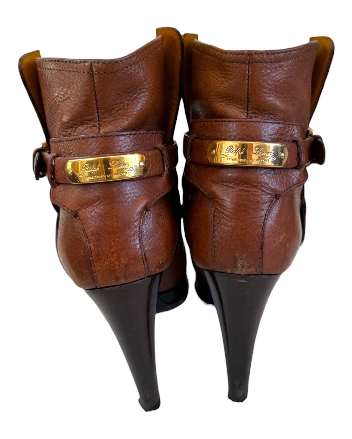 Vintage Ralph Lauren Collection Purple Label Naima Brown Leather Booties