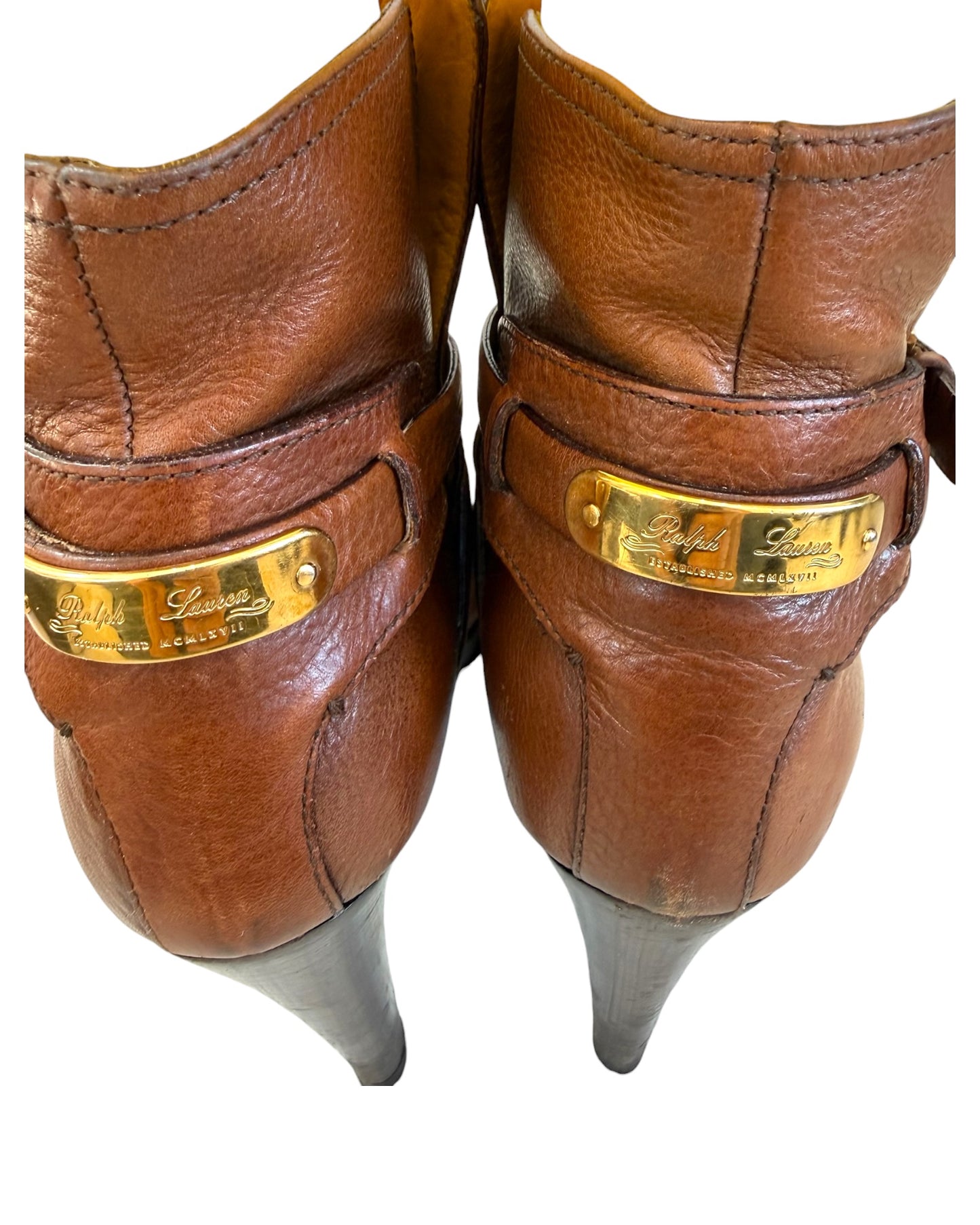Vintage Ralph Lauren Collection Purple Label Naima Brown Leather Booties