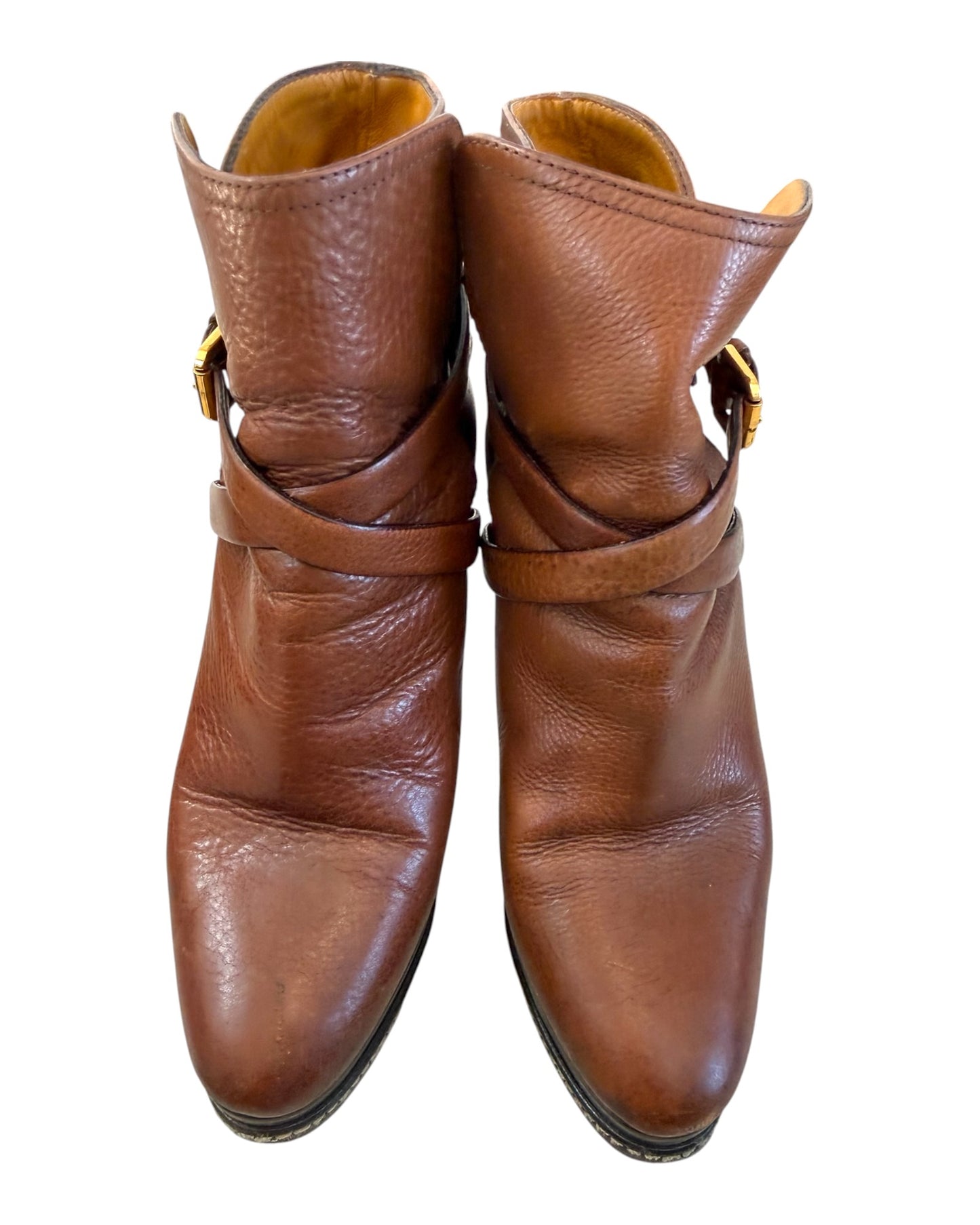 Vintage Ralph Lauren Collection Purple Label Naima Brown Leather Booties