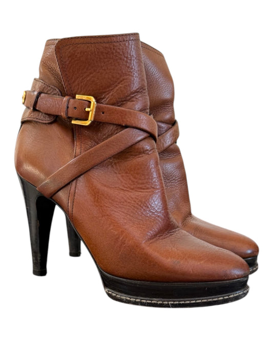 Vintage Ralph Lauren Collection Purple Label Naima Brown Leather Booties