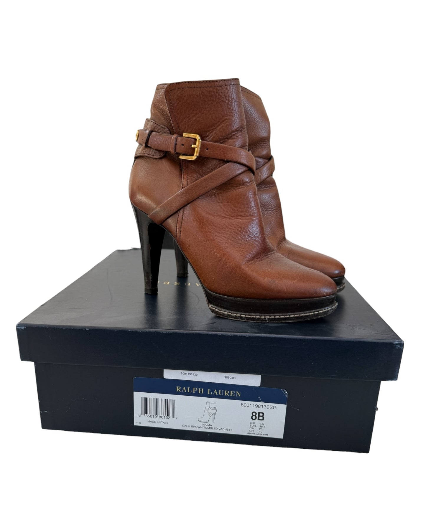 Vintage Ralph Lauren Collection Purple Label Naima Brown Leather Booties
