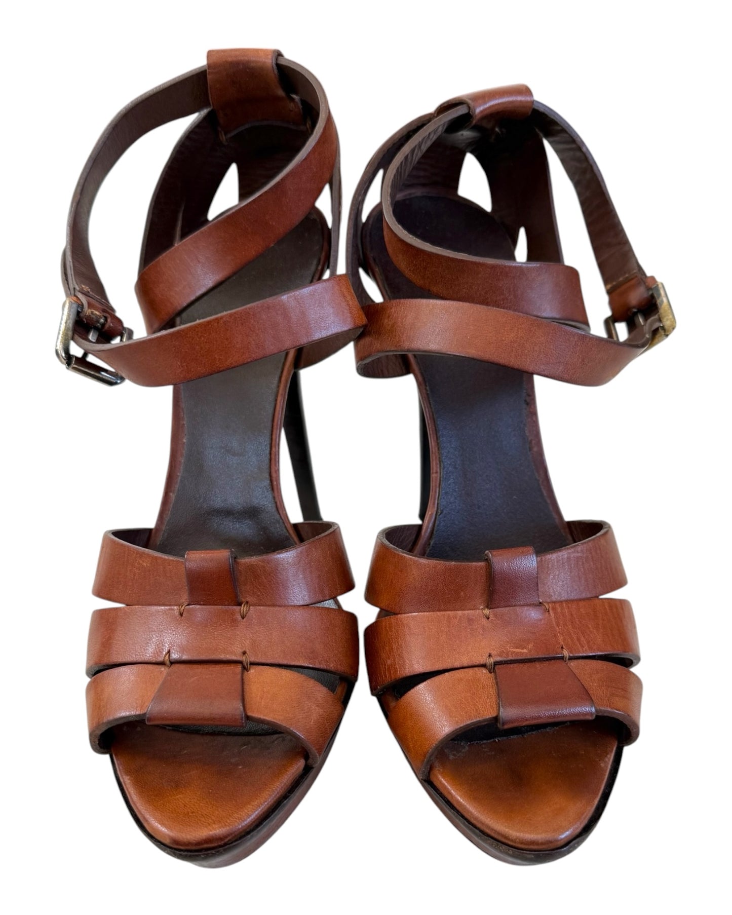 Vintage Ralph Lauren Purple Label Brown Leather Jenica Sandals