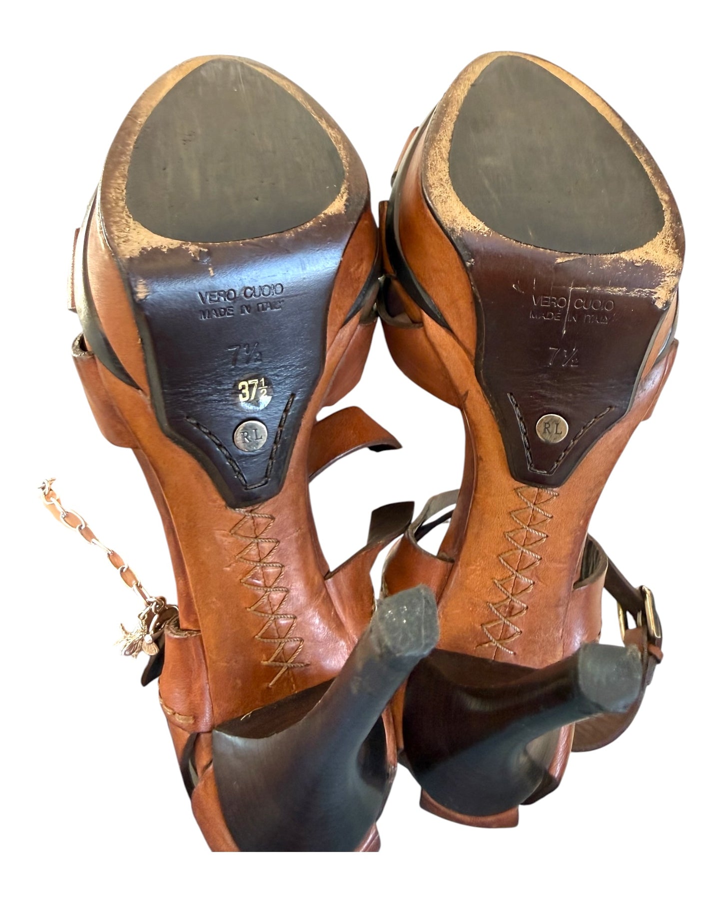 Vintage Ralph Lauren Purple Label Brown Leather Jenica Sandals