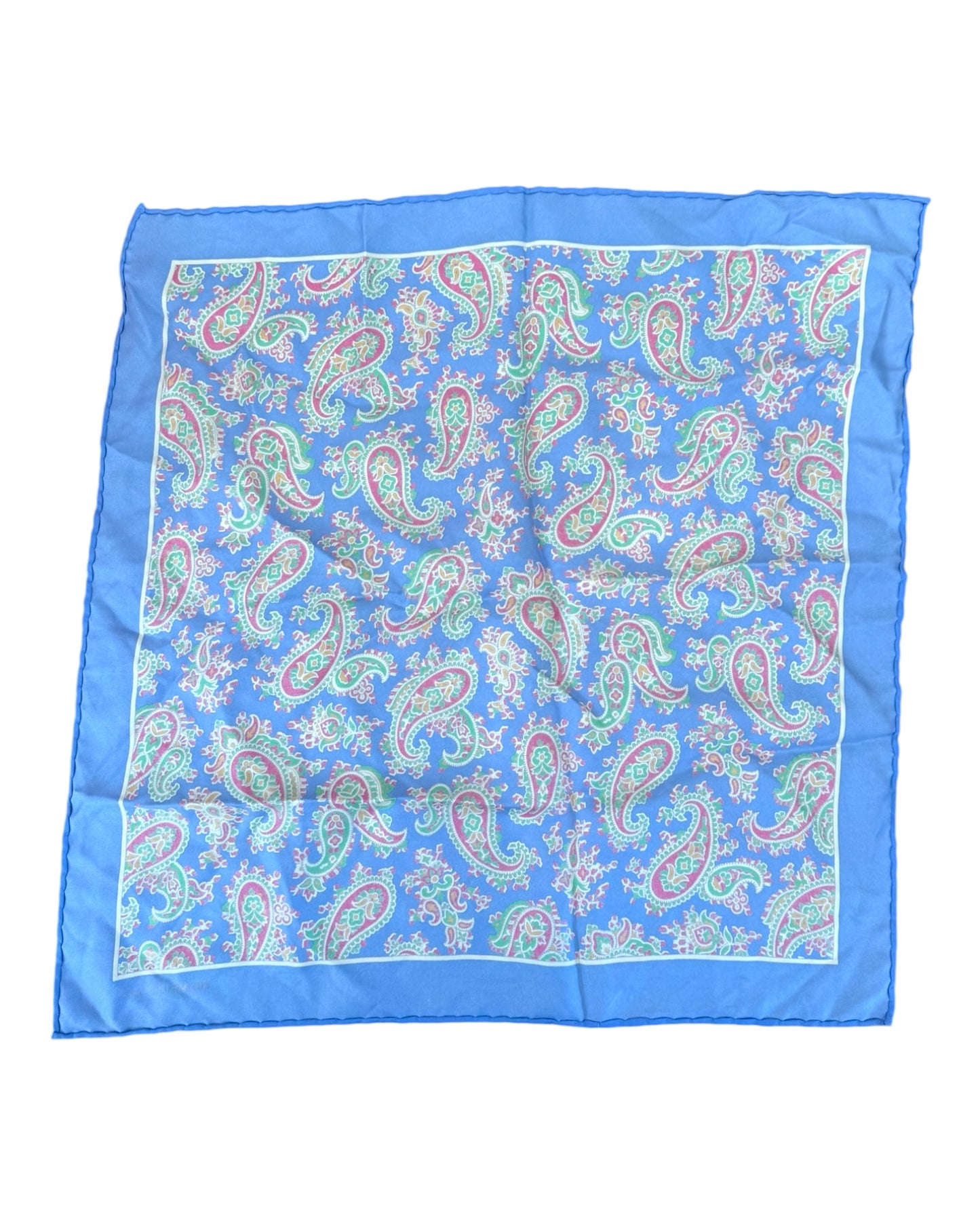 Vintage POLO Ralph Lauren Blue Paisley Silk Scarf