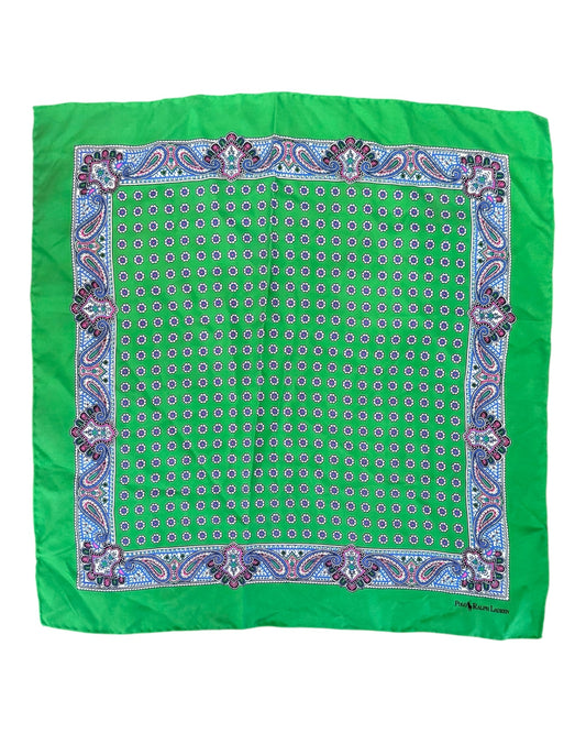 Vintage POLO Ralph Lauren Green Silk Scarf