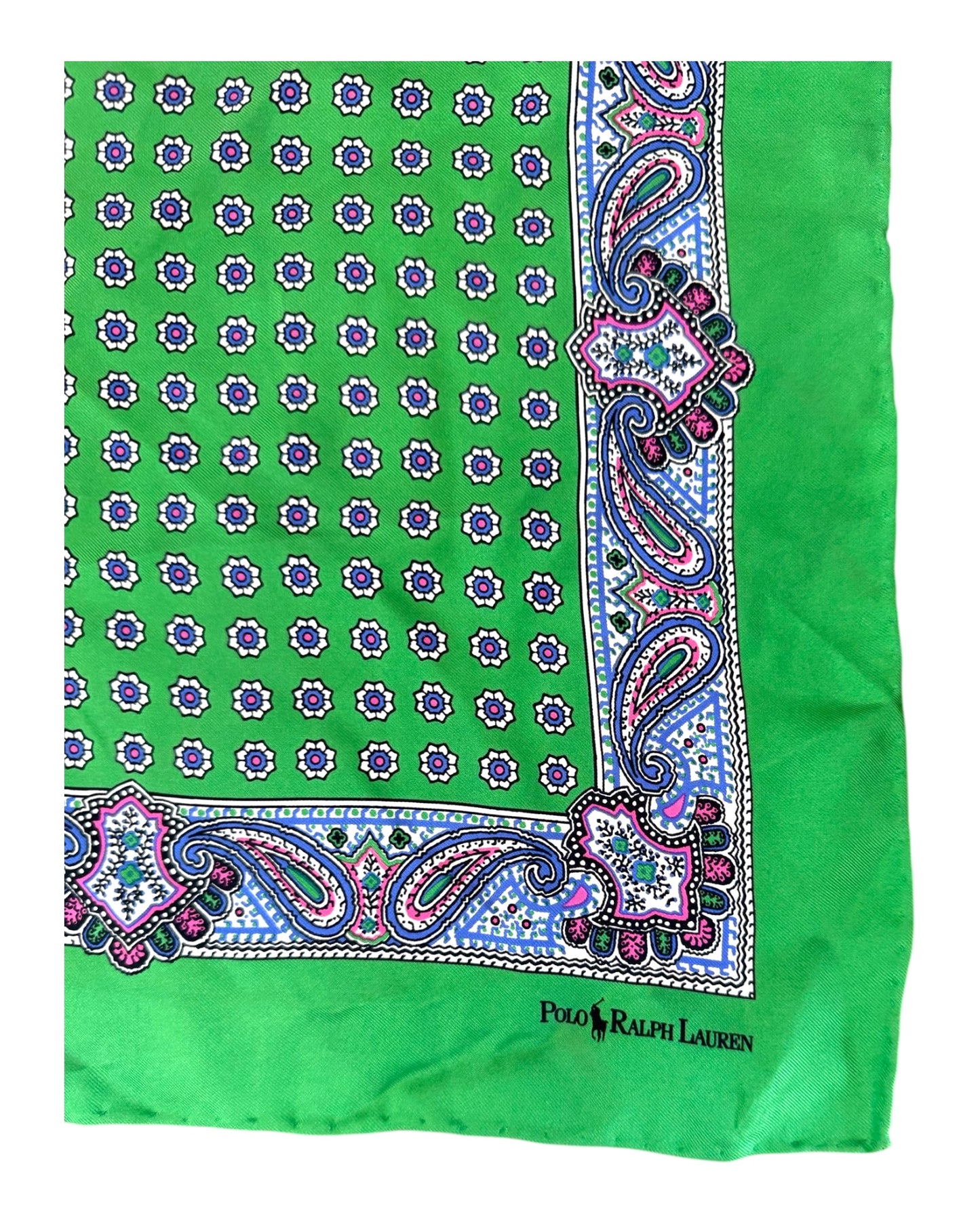 Vintage POLO Ralph Lauren Green Silk Scarf