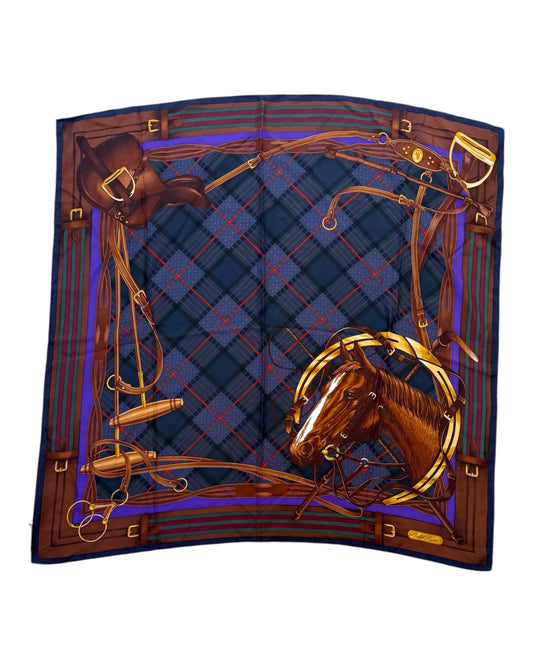 Vintage Ralph Lauren Purple Label Silk Equestrian Scarf