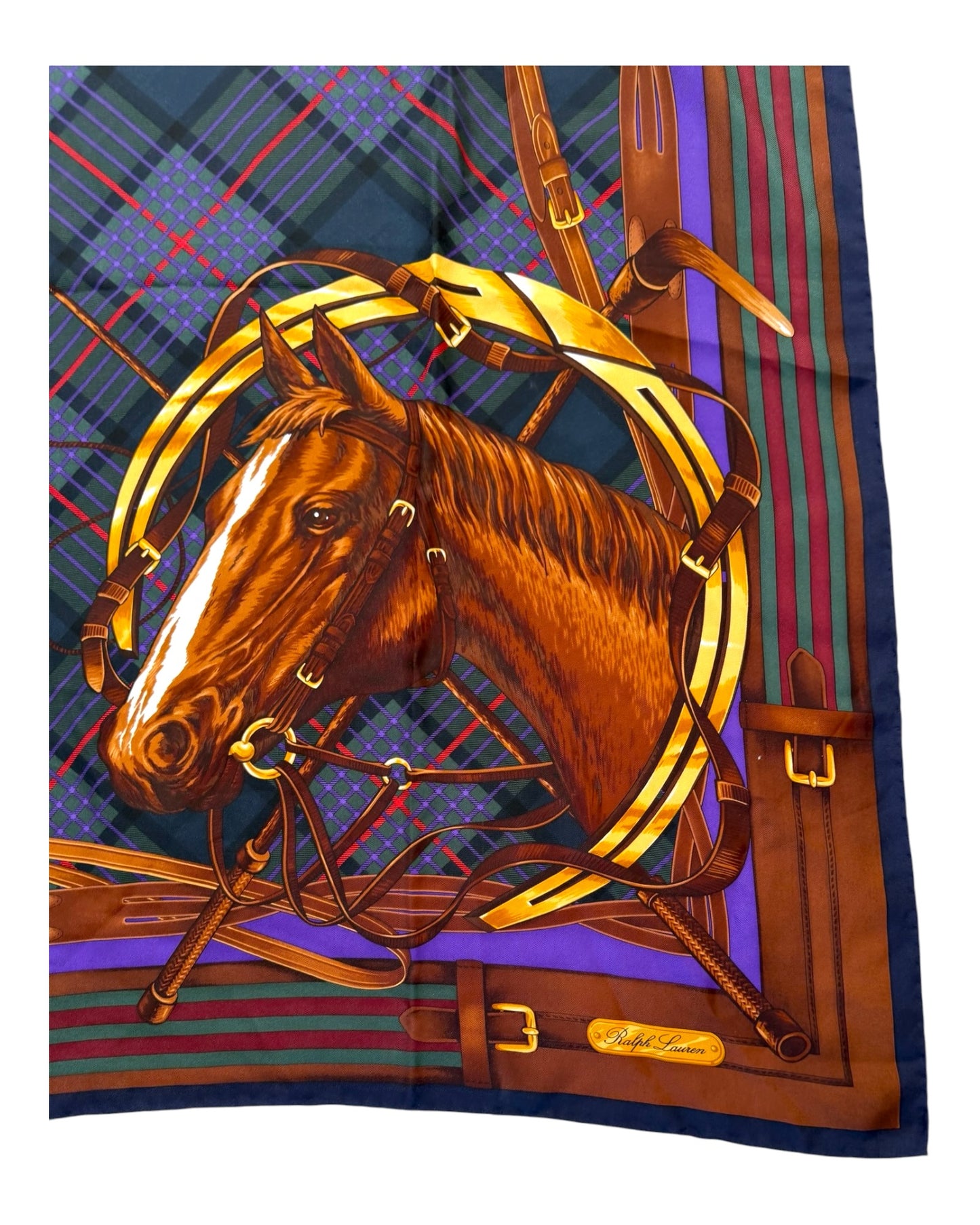 Vintage Ralph Lauren Purple Label Silk Equestrian Scarf