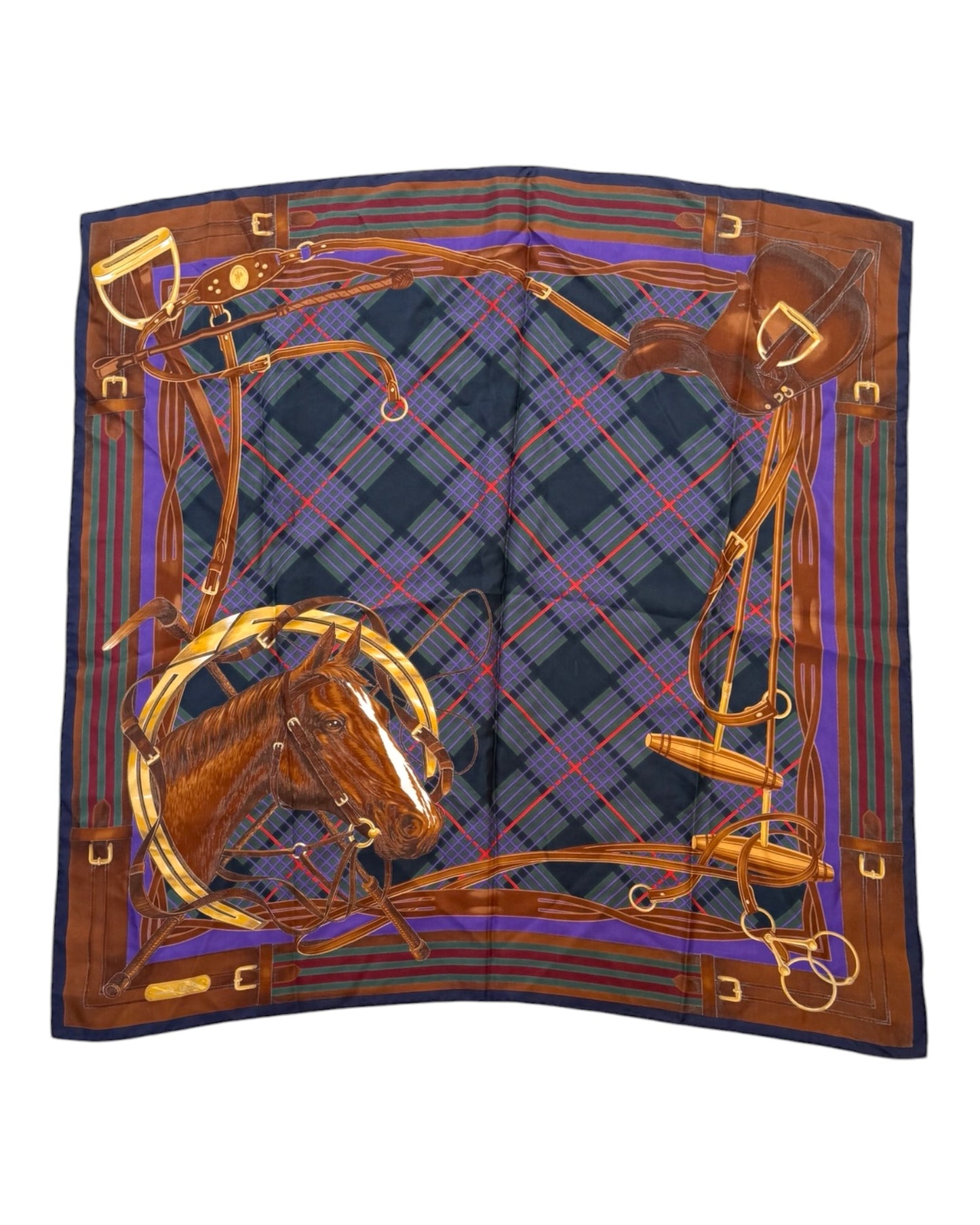 Vintage Ralph Lauren Purple Label Silk Equestrian Scarf