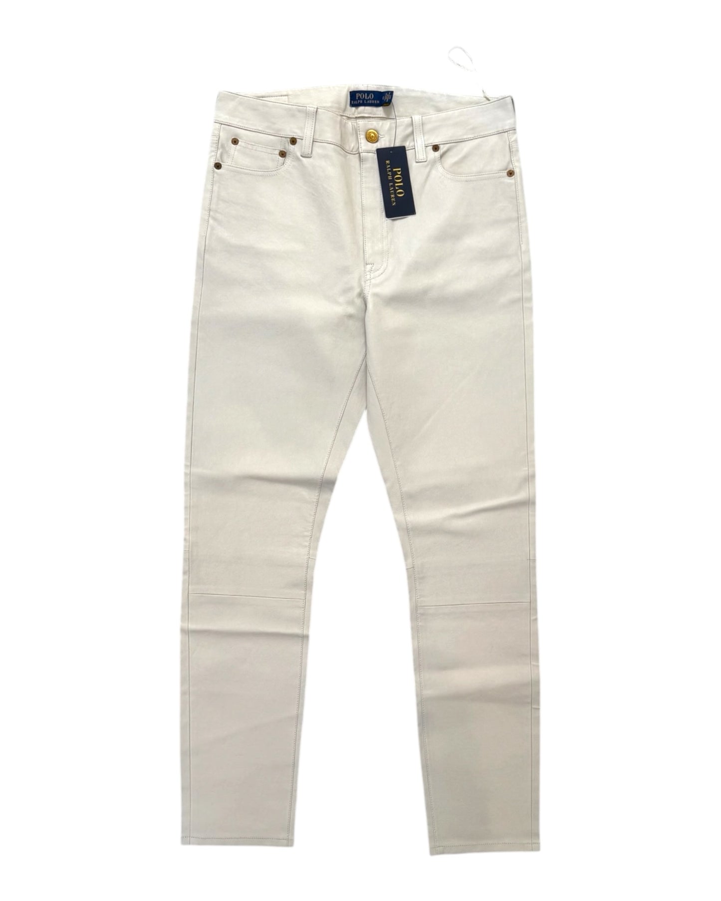 Pre-Loved POLO Ralph Lauren White Leather Skinny Pants