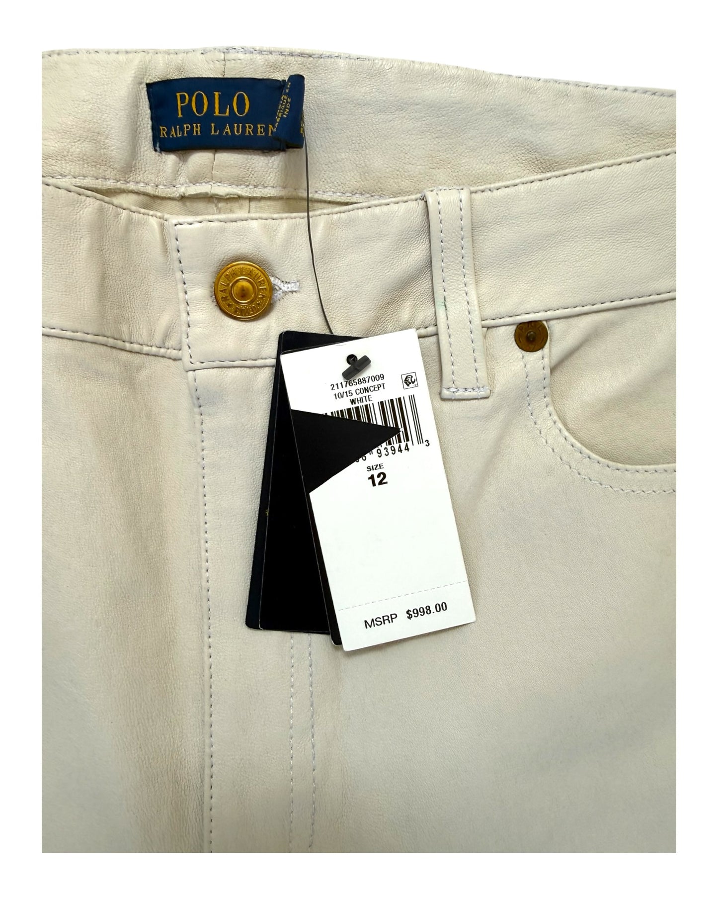 Pre-Loved POLO Ralph Lauren White Leather Skinny Pants