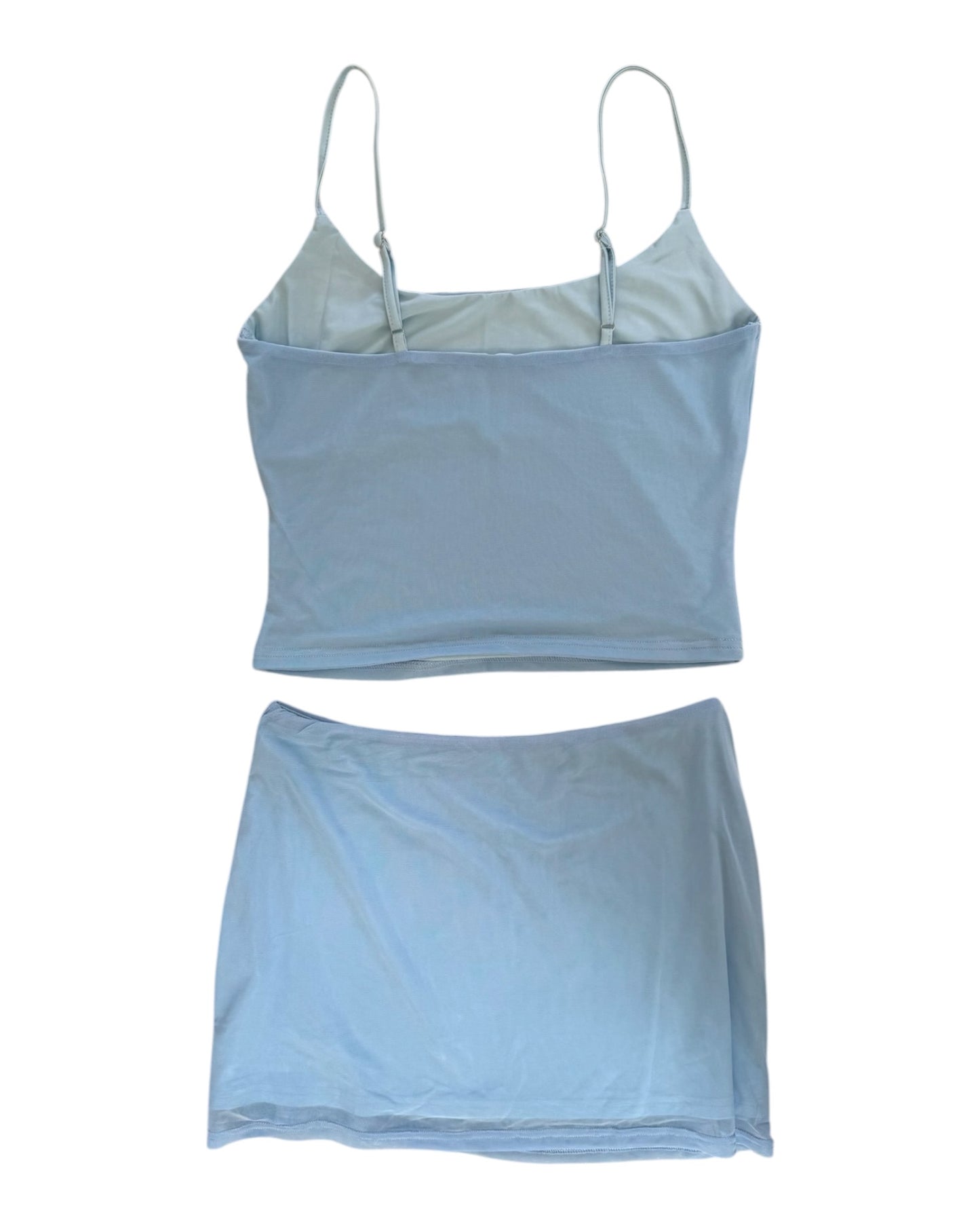 Vintage Y2K Baby Blue and Pink Rhinestone Skirt Set