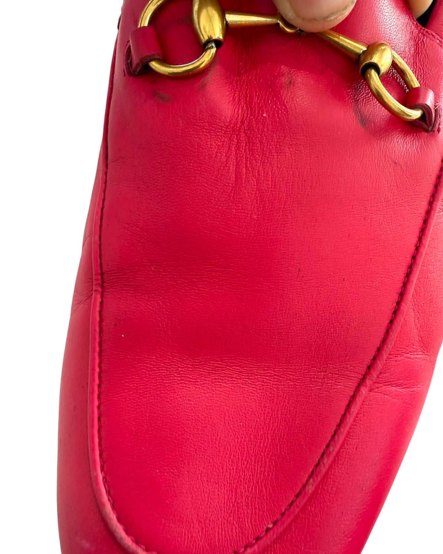 Vintage Gucci Hot Pink Horse Bit Loafers