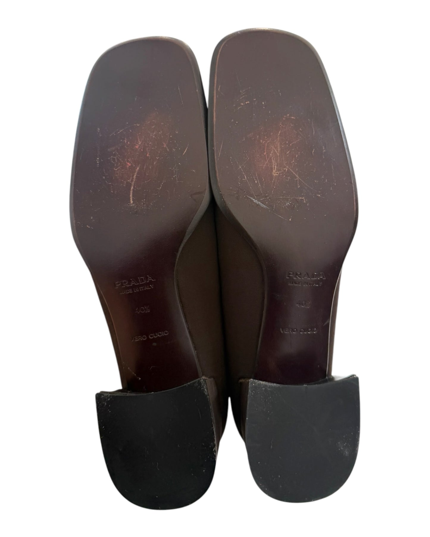 Vintage Prada Brown Logo Block Heels