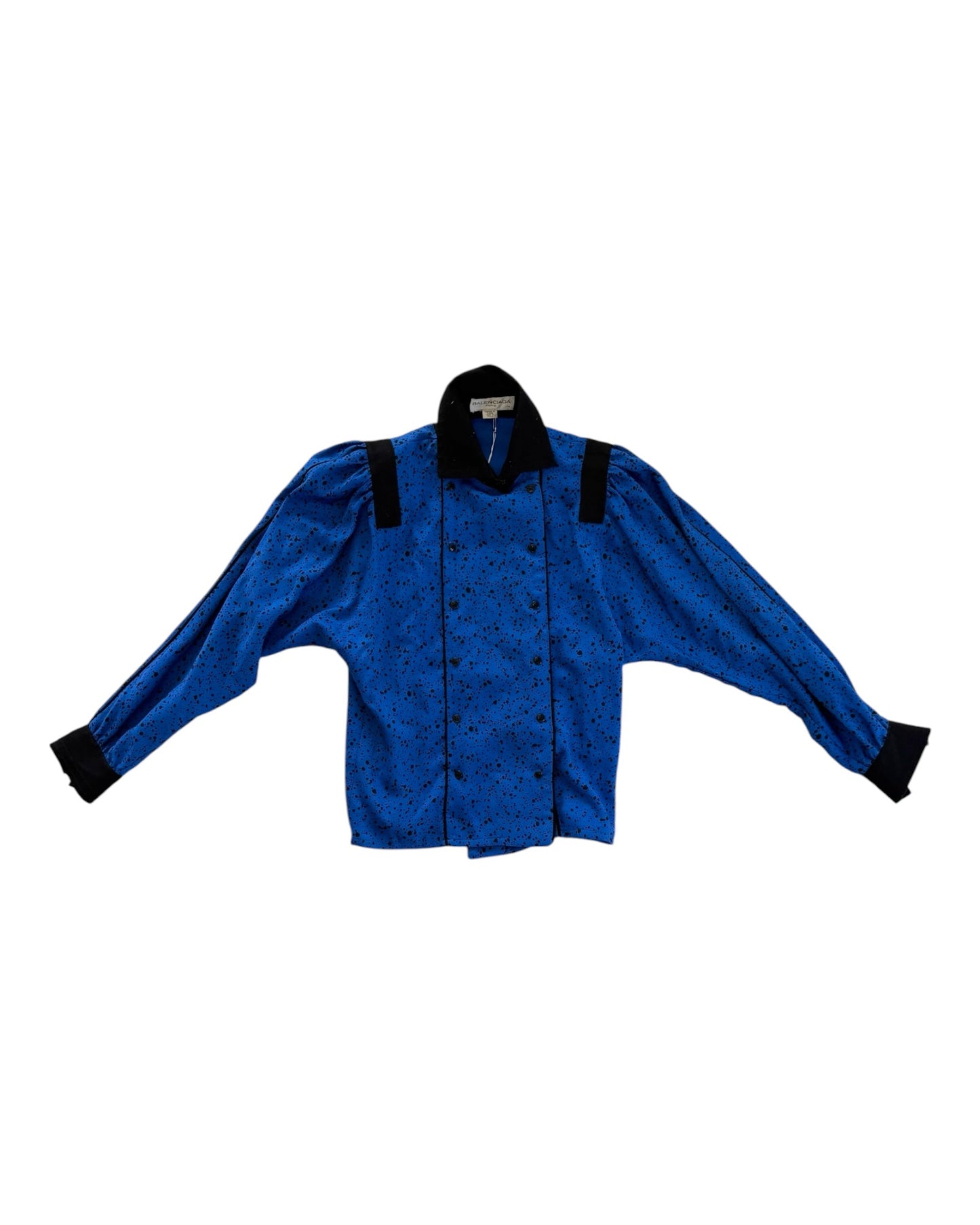 Vintage Balenciaga Black and Blue Blouse