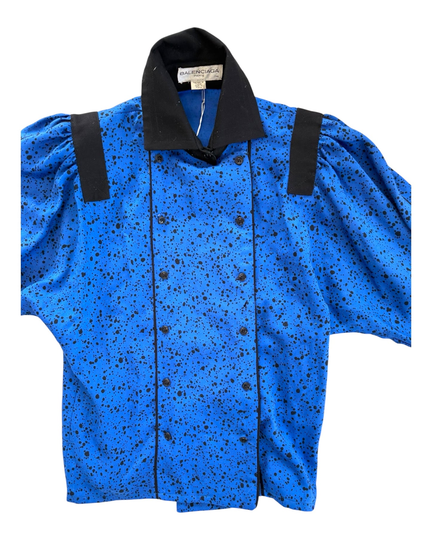Vintage Balenciaga Black and Blue Blouse