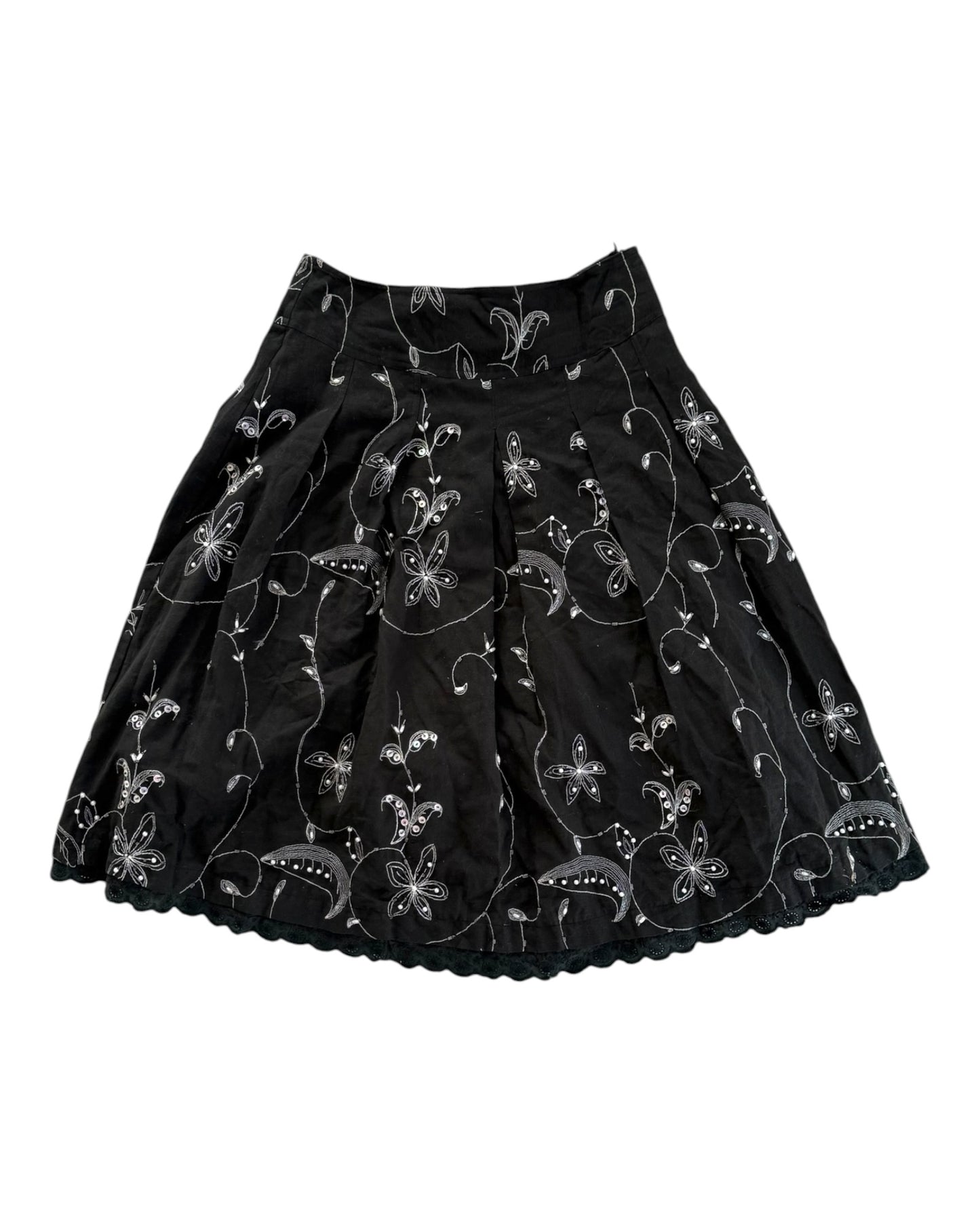 Vintage Sweet by Miss Me Black Beaded Knee-Length Skirt