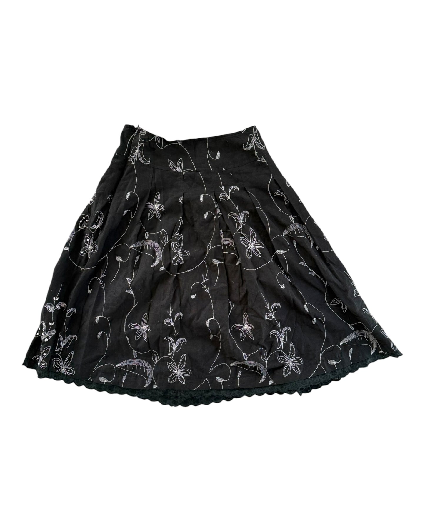 Vintage Sweet by Miss Me Black Beaded Knee-Length Skirt