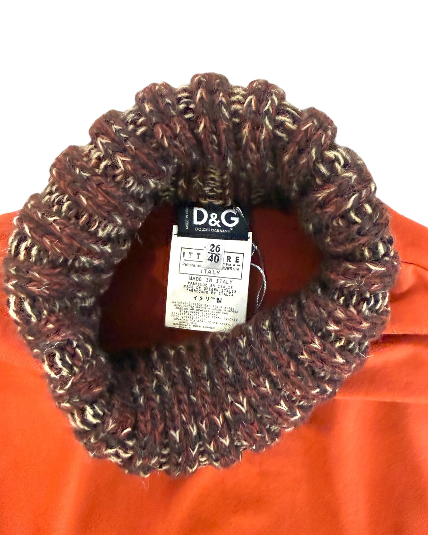 Vintage D&G Orange Knit Turtleneck Top