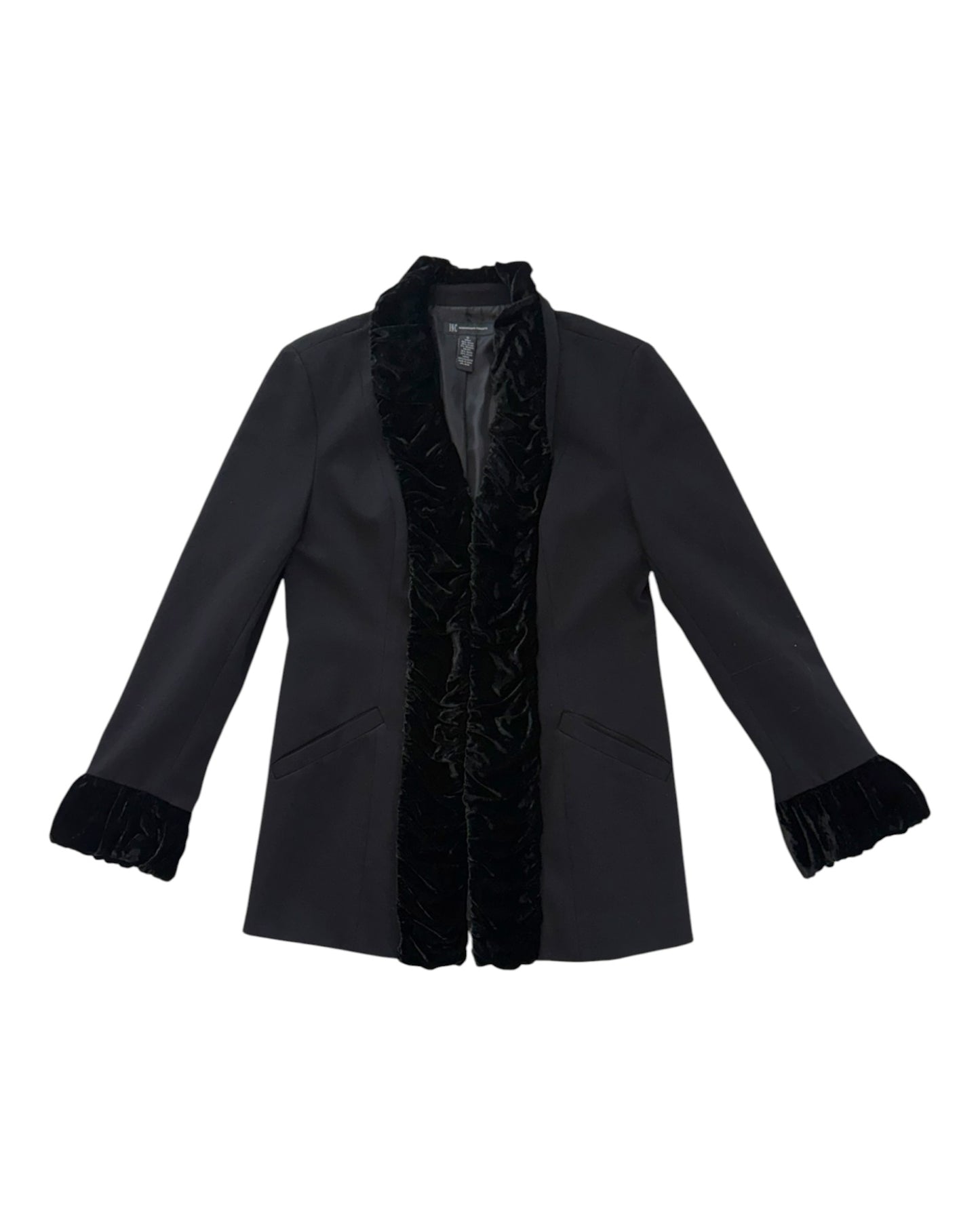 Vintage Black Jacket with Velvet Trim