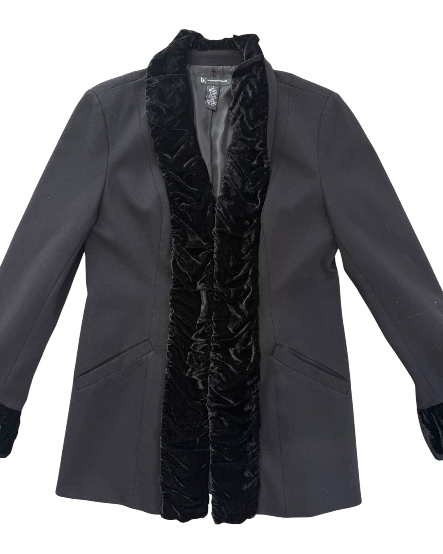 Vintage Black Jacket with Velvet Trim