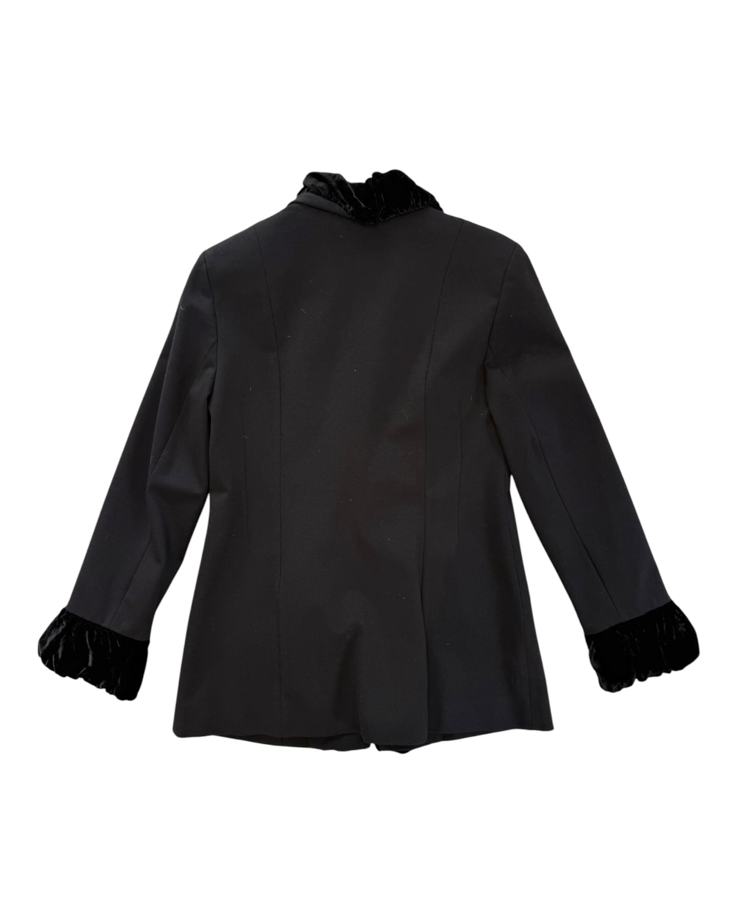 Vintage Black Jacket with Velvet Trim