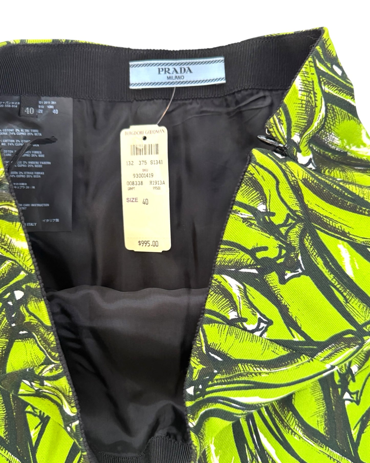 Vintage Prada Green Banana Skirt