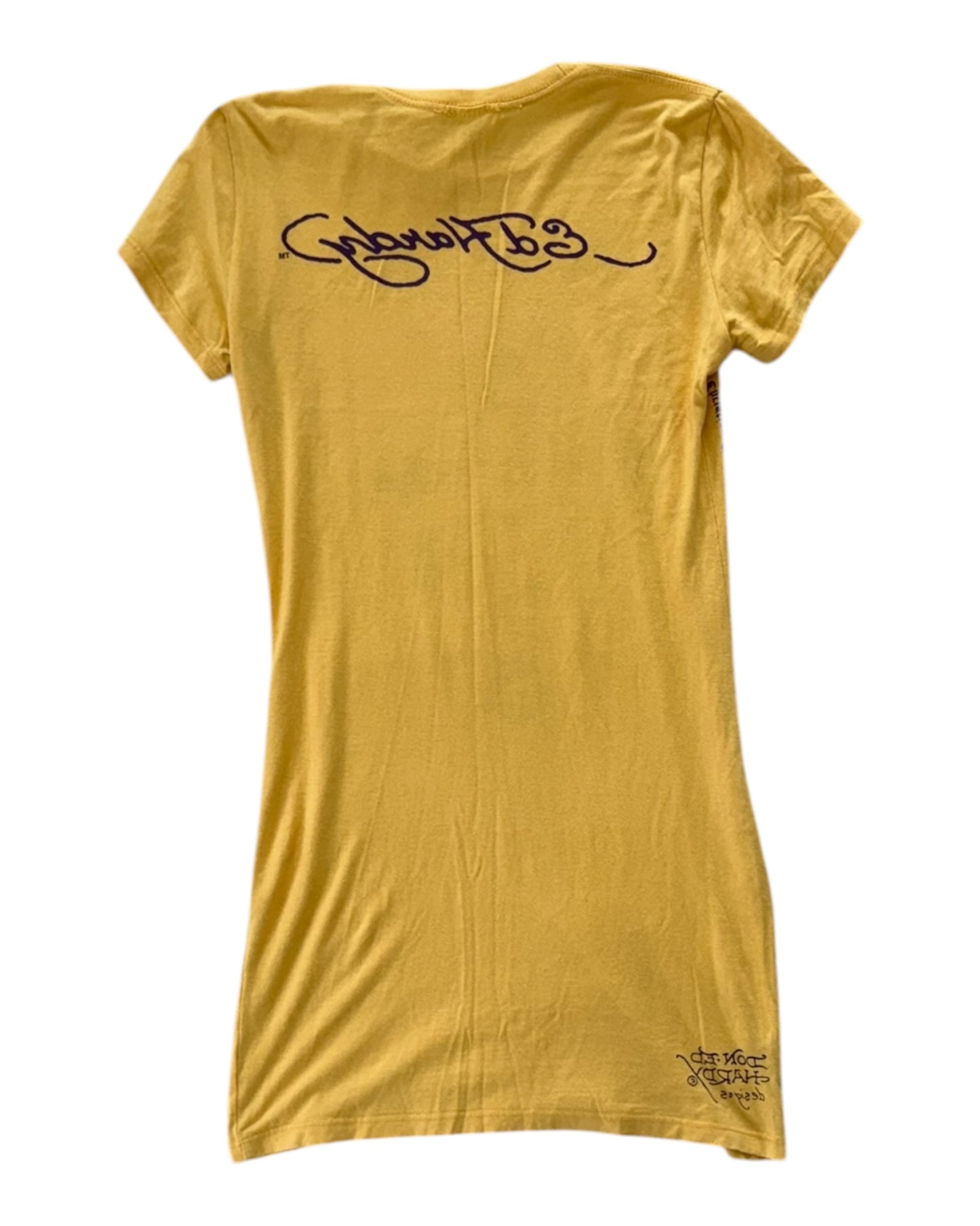 Vintage Ed Hardy Yellow Sequin T-Shirt Dress