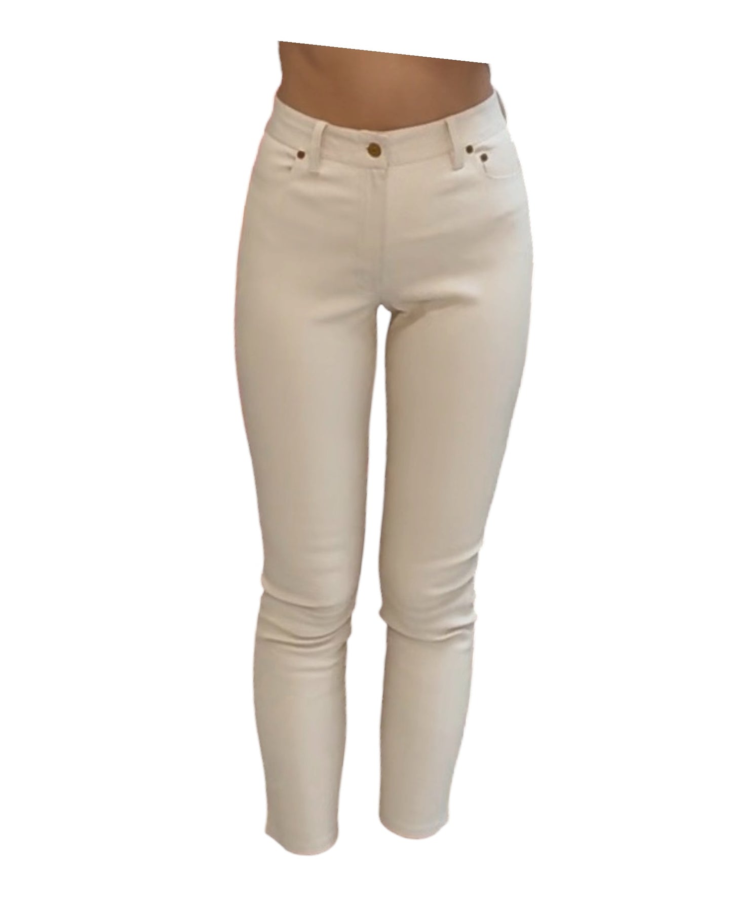 Pre-Loved POLO Ralph Lauren White Leather Skinny Pants