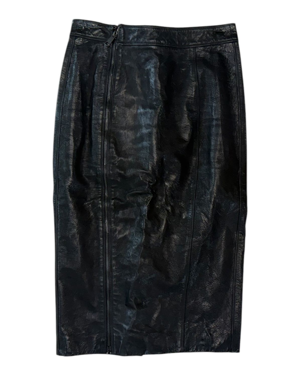 Vintage Burberry Black Leather Skirt