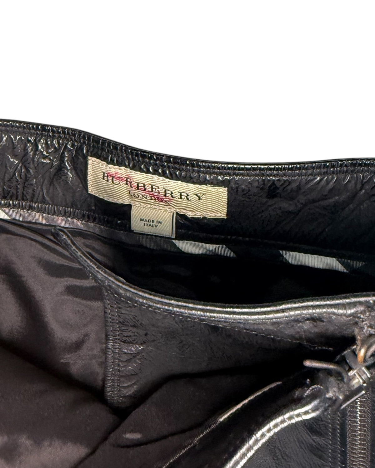 Vintage Burberry Black Leather Skirt