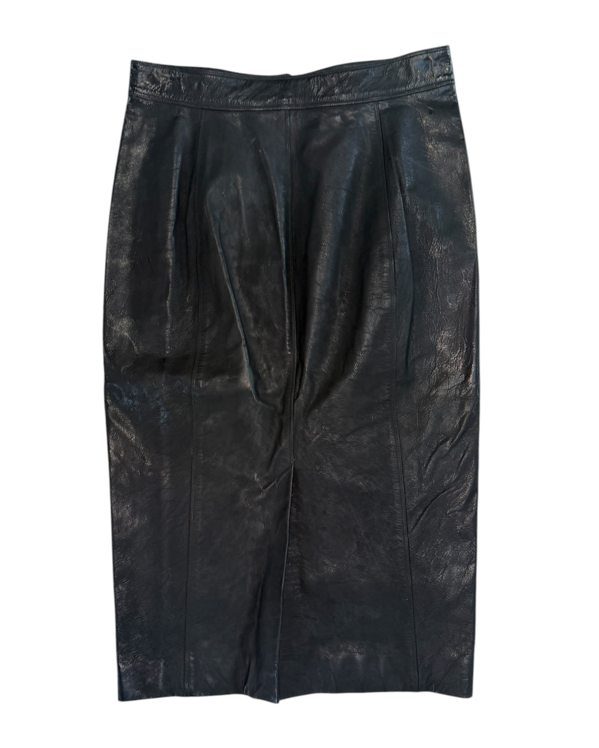 Vintage Burberry Black Leather Skirt
