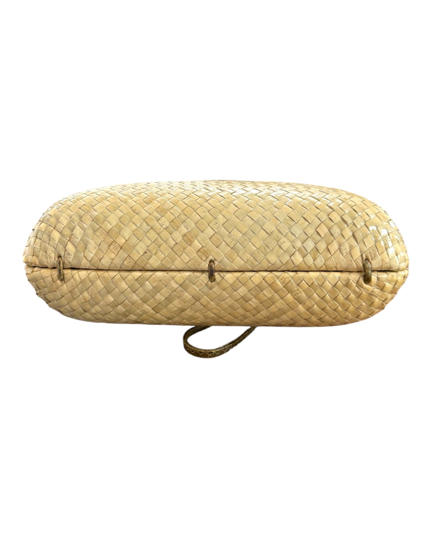 Vintage Woven Shoulder Bag with Lizard Leather