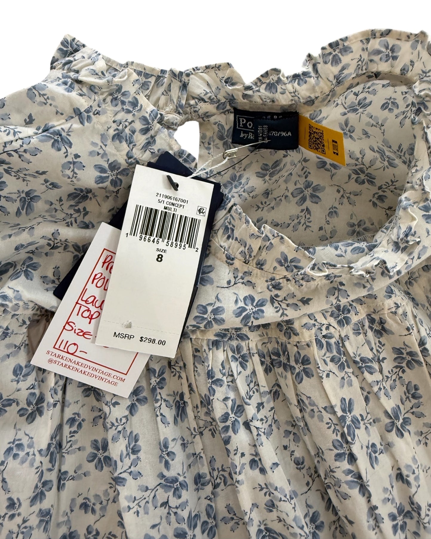 Pre-Loved POLO Ralph Lauren Blue and White Floral Blouse