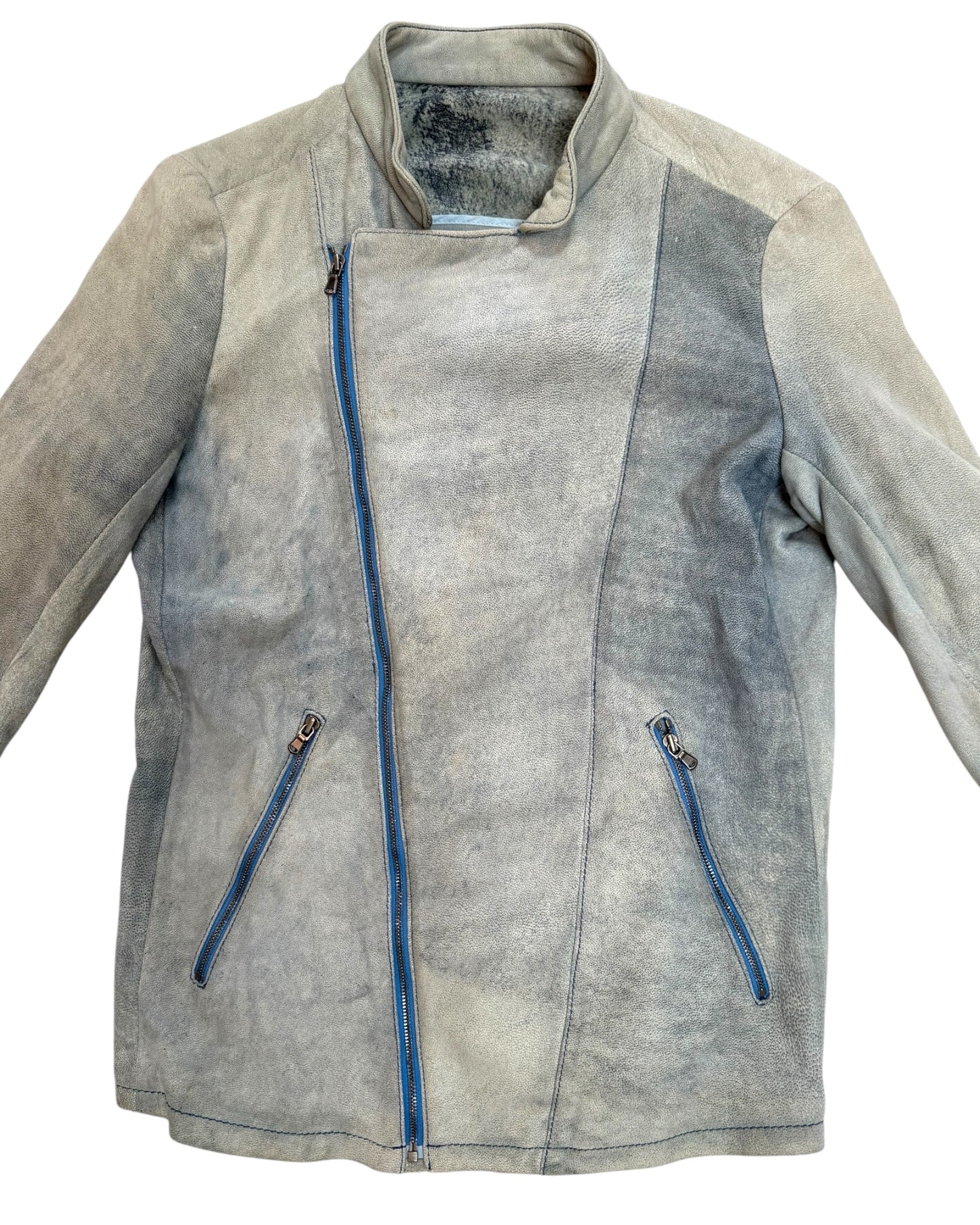Vintage Diesel Black Gold Blue Leather Jacket