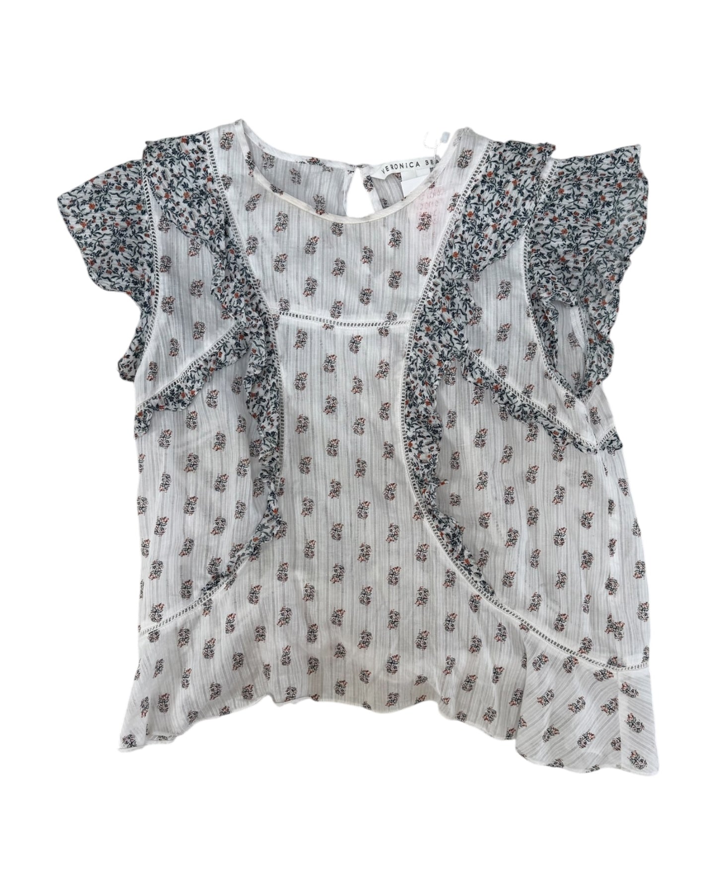 Pre-Loved Veronica Beard White Floral Blouse