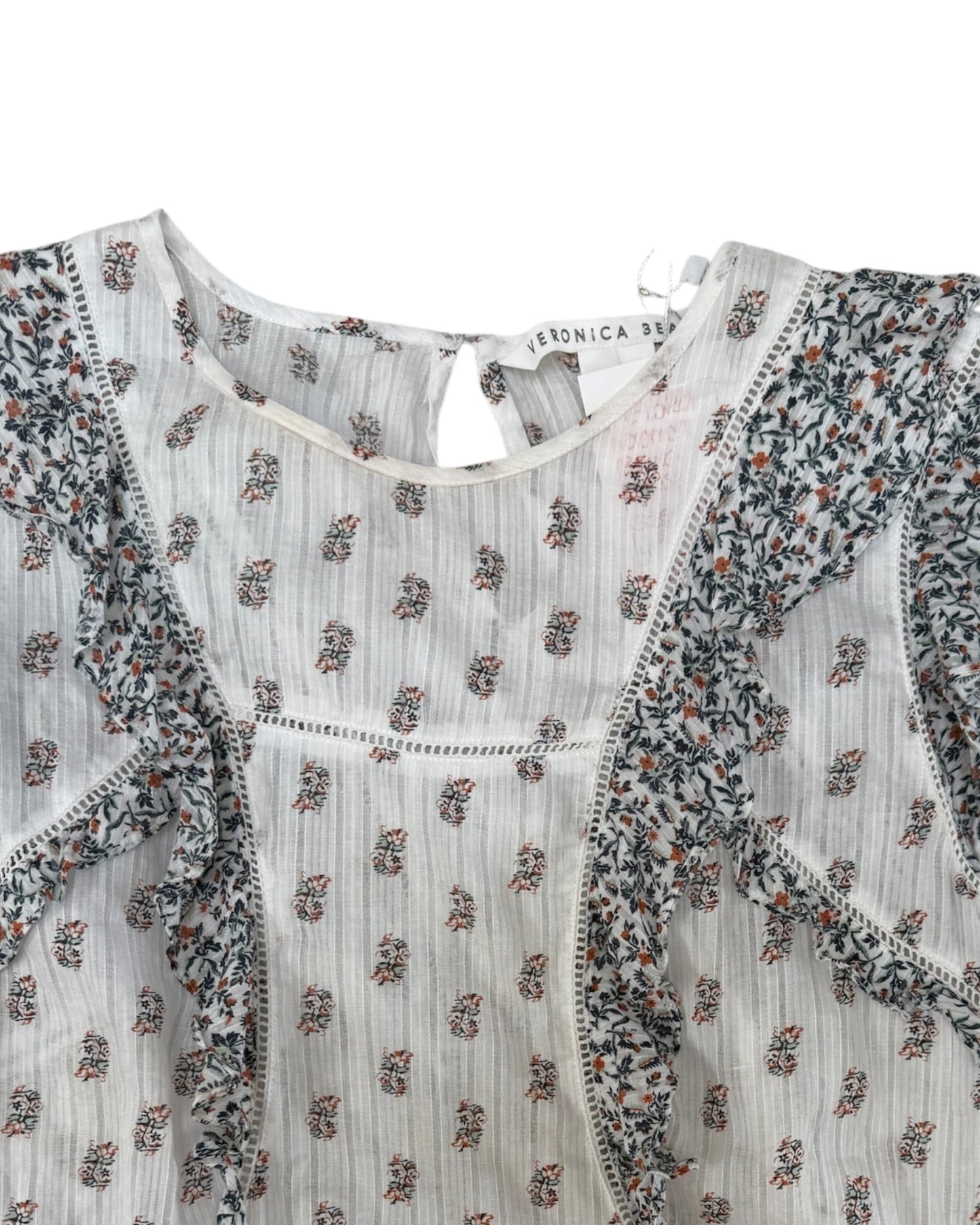 Pre-Loved Veronica Beard White Floral Blouse
