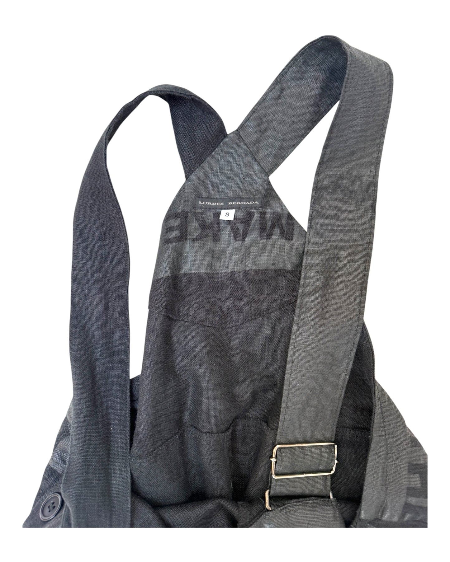 Pre-Loved Lurdes Bergada Black Linen Overalls