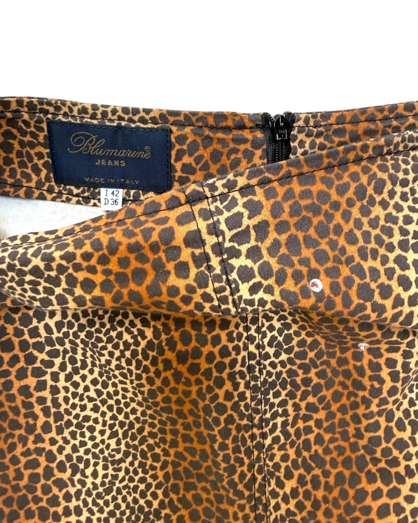 Vintage Blumarine Bedazzled Animal Print Skirt