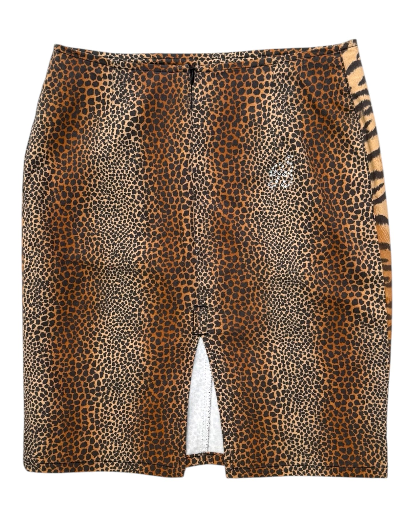 Vintage Blumarine Bedazzled Animal Print Skirt