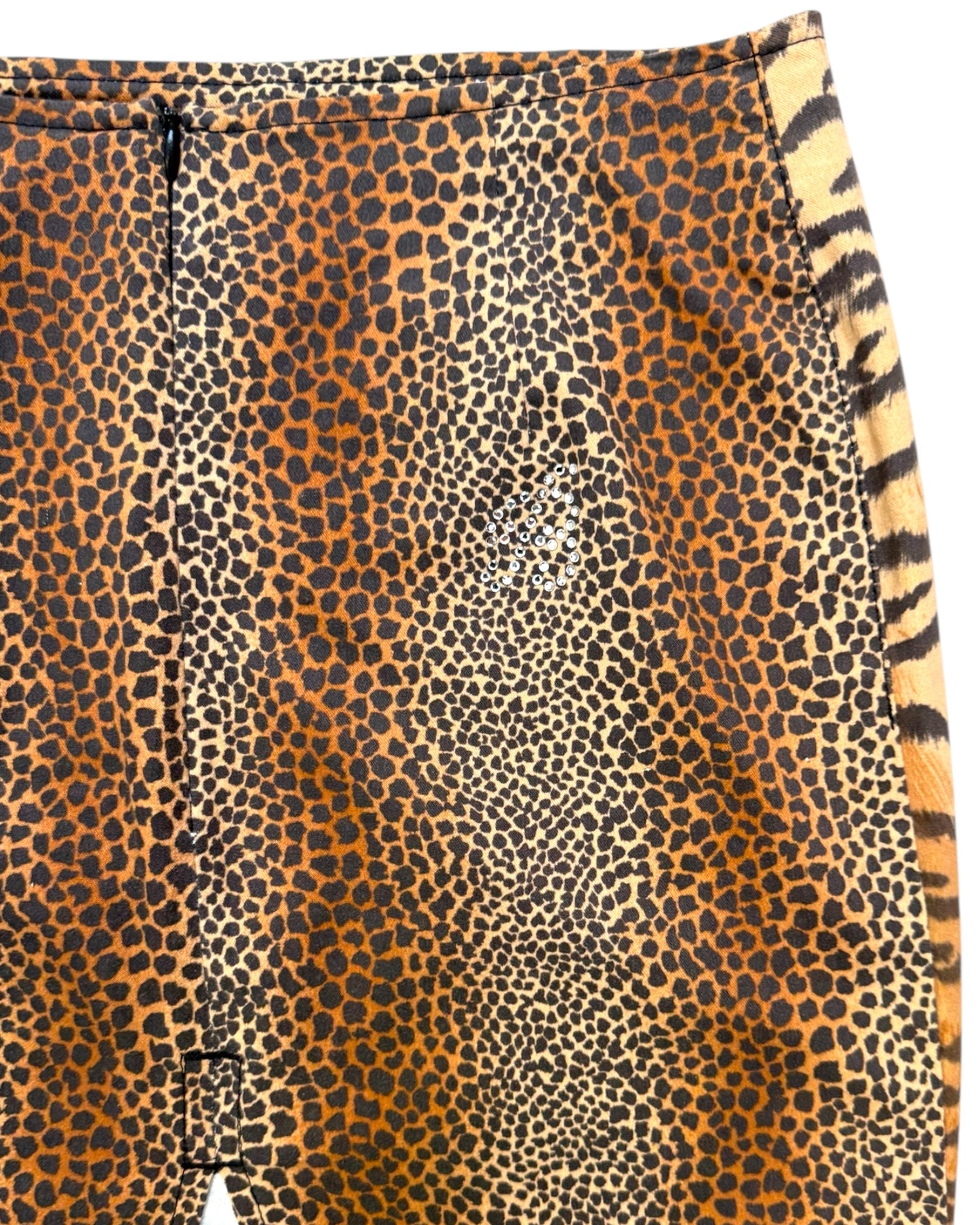 Vintage Blumarine Bedazzled Animal Print Skirt