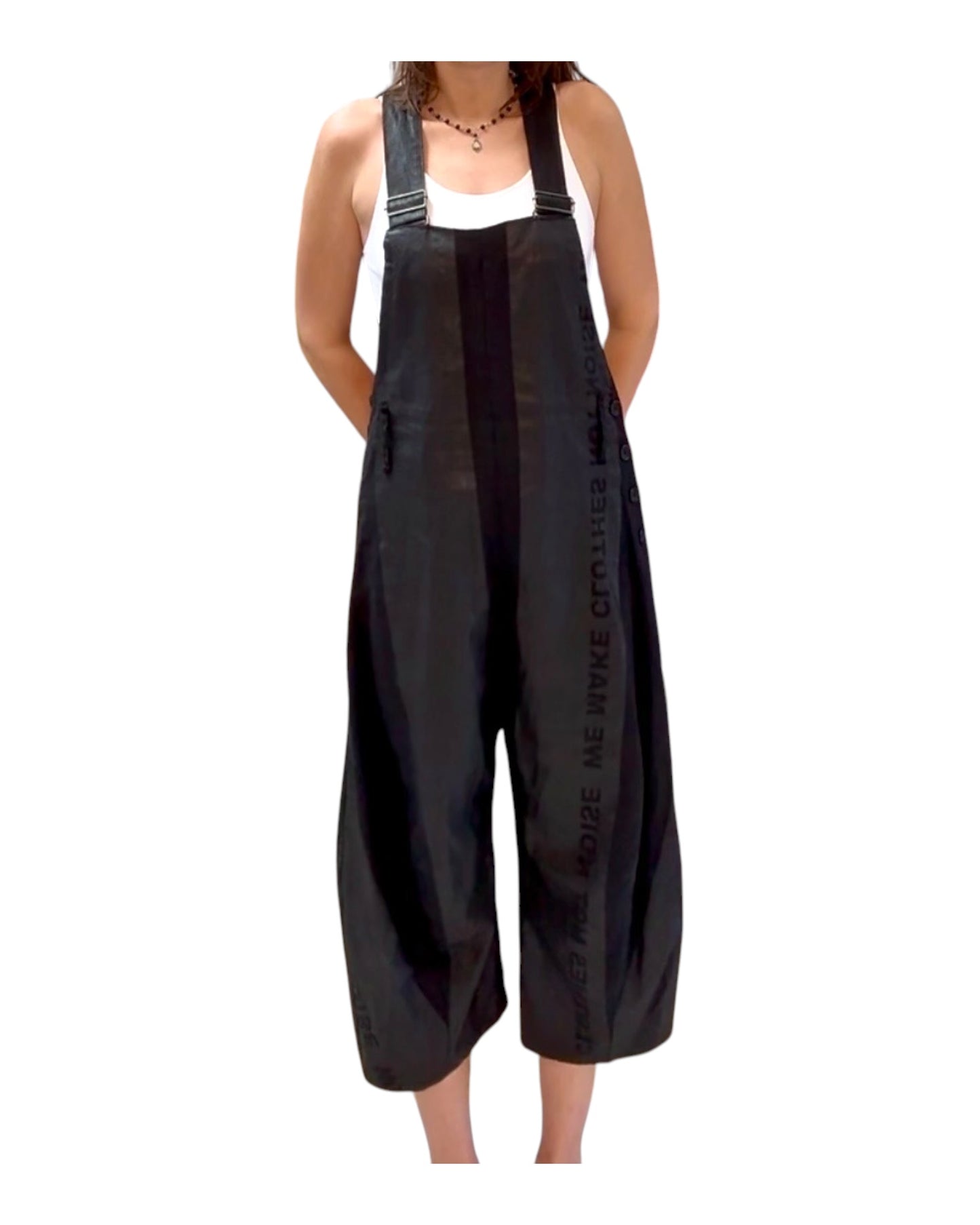 Pre-Loved Lurdes Bergada Black Linen Overalls