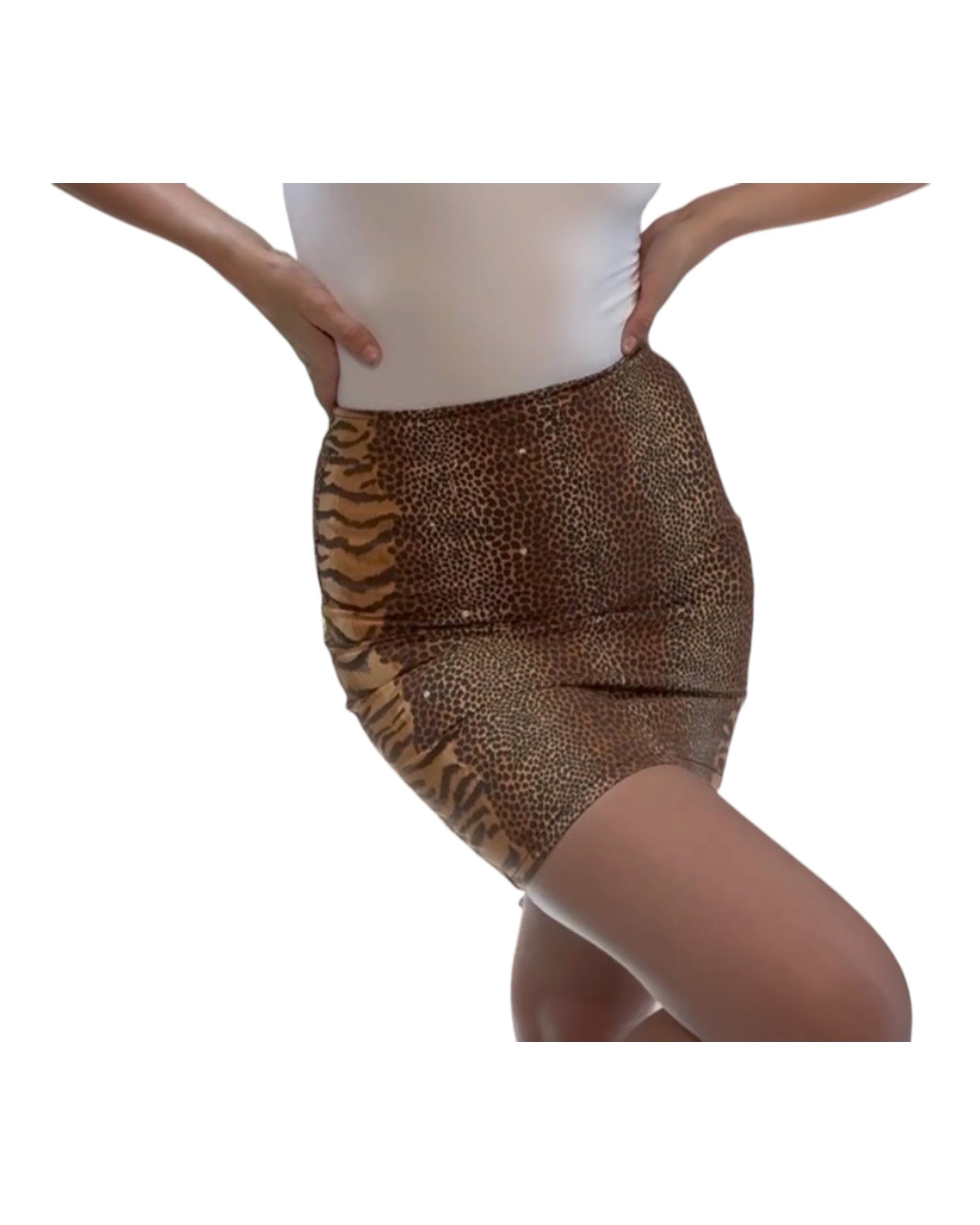 Vintage Blumarine Bedazzled Animal Print Skirt
