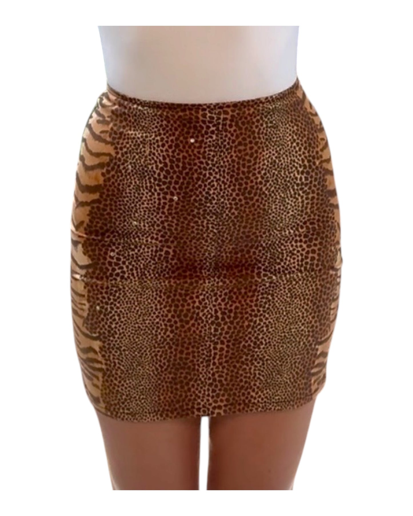 Vintage Blumarine Bedazzled Animal Print Skirt